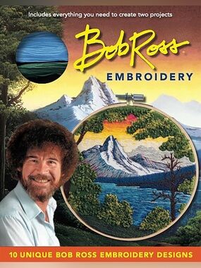Embroidery Kit - Scenic Mountain Landscape in Blue, Green, Yellow